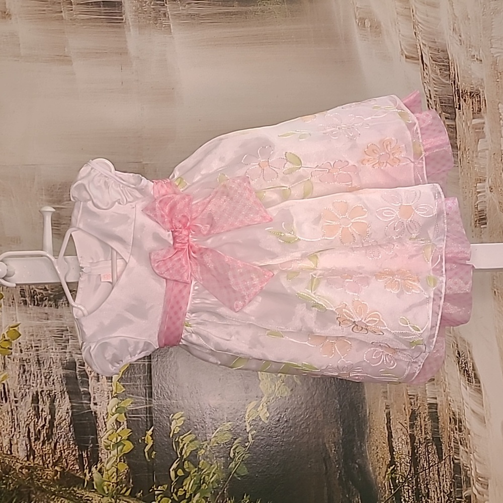 Bonnie Baby 12 month pastel floral formal short sleeve fancy dress